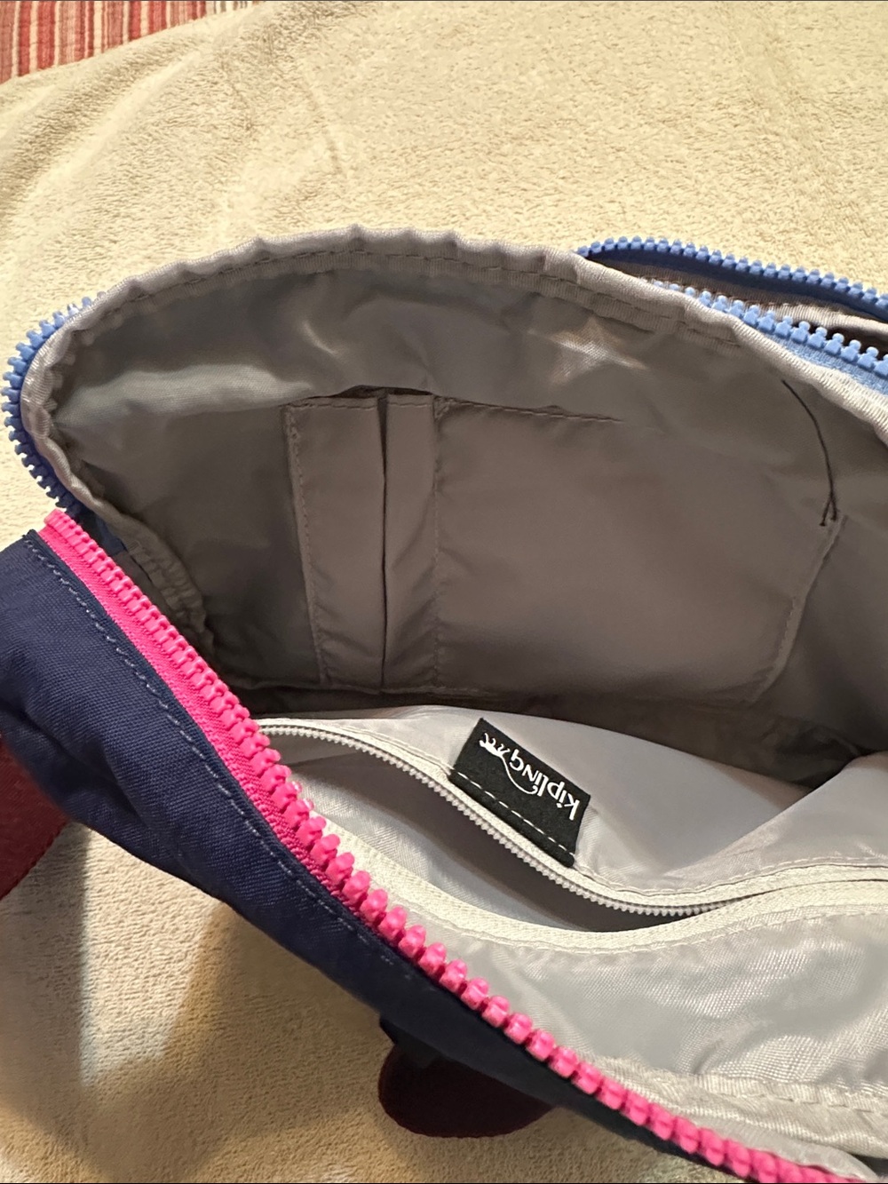 Kipling Navy and Pink Crossbody Bag with Burgundy Strap - Picture 10 of 10